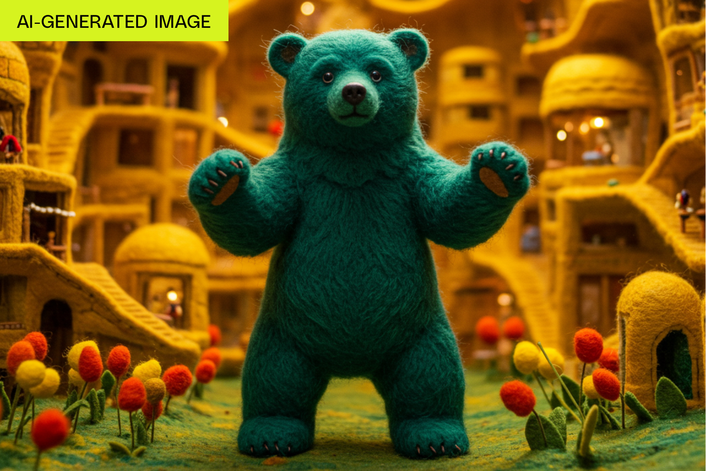 A photo of a green bear from Whisk.