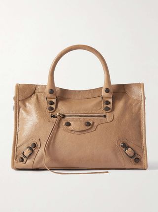 Le City Small Embellished Textured-Leather Tote