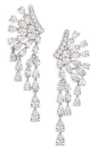 Cubic Zirconia Articulated Wings Drop Earrings