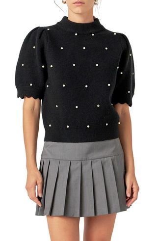 Embellished Short Sleeve Sweater