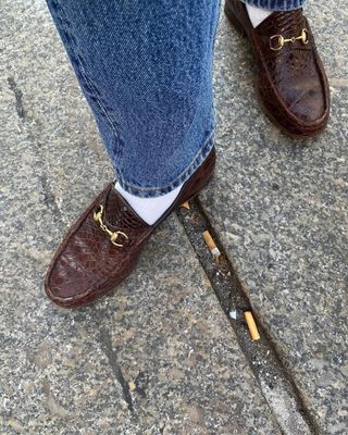 loafers with socks and jeans