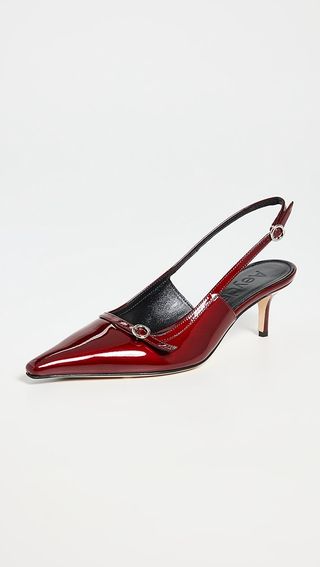 Aeyde Saba Patent Calf Leather Red Metallic Pumps