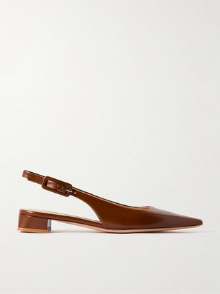 Tokio 20 Glossed-Leather Slingback Flats