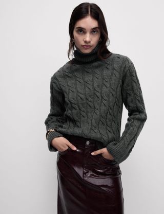 Cable Knit Roll Neck Jumper