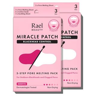 Rael Blackhead Remover, Miracle Patch Melting Pack - Nose Strips for Blackheads, Pore Melting and Soothing Sheets, 3 Step Kit, Sebum Removing Cotton Swabs, Dermatologist Tested (2 Pack)