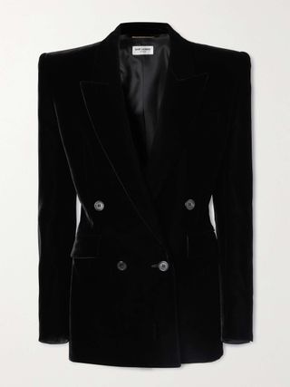 Double-Breasted Velvet Blazer