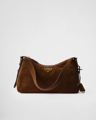 Prada Aimée Medium Suede Shoulder Bag