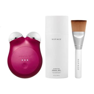 NuFace Mini+ Starter Kit Smart On-The-Go Facial Toning Kit Velvet Rose