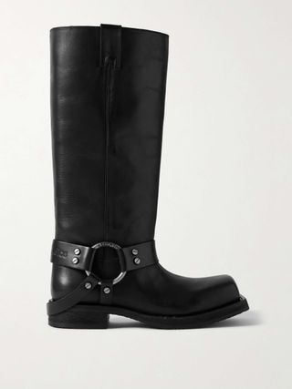 + Net Sustain Embellished Leather Knee Boots