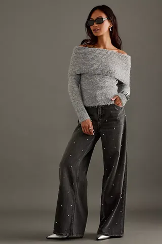 By Anthropologie Embellished Wide-Leg Jeans