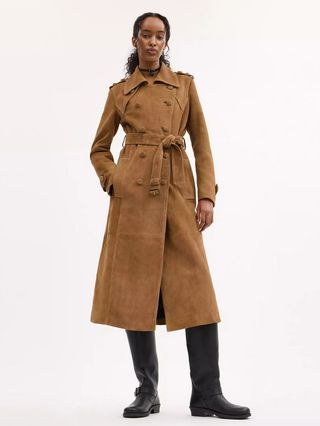 Heritage C Plaque Suede Trench Coat