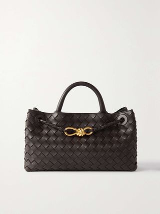 East/west Andiamo Small Intrecciato Leather Tote