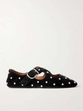 Criss Cross Studded Suede Ballet Flats