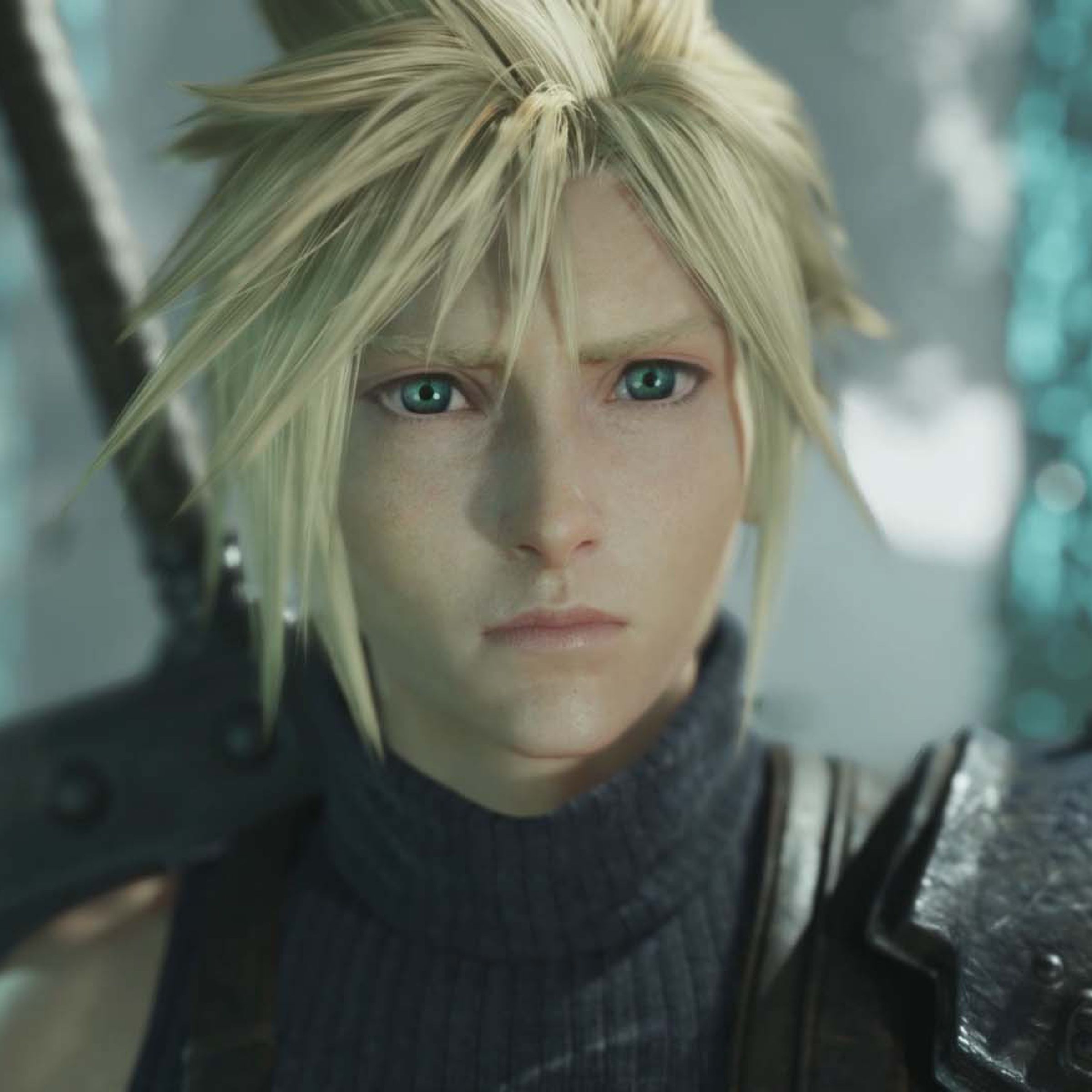 A screenshot of Cloud Strife in Final Fantasy VII Rebirth.