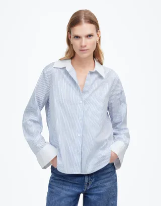 Madewell, Easy Y-Neck Button-Up Shirt