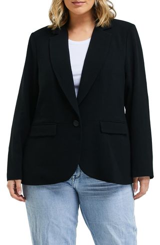 Megan One-Button Crepe Blazer