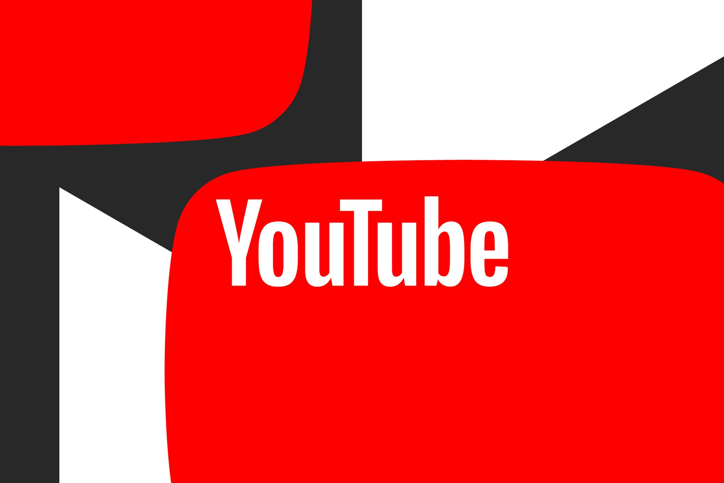 Illustration of a YouTube logo with geometric background