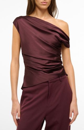 Phare One-Shoulder Stretch Silk Top