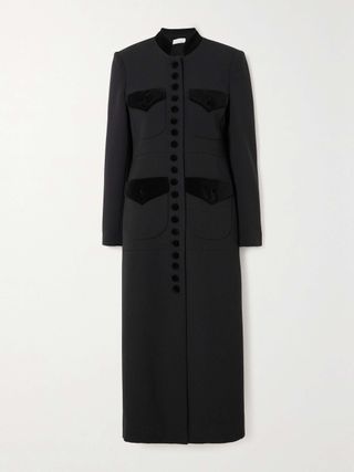 + Net Sustain Velvet-Trimmed Wool Coat