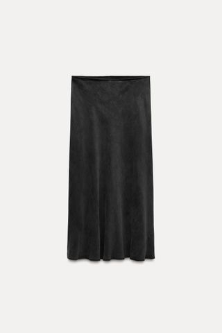 Satin Effect Midi Skirt Zw Collection