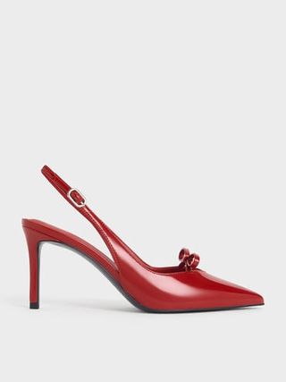 Patent Bow Slingback Pumps