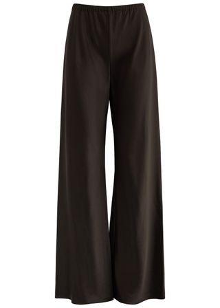 Bias-Cut Wide-Leg Satin Trousers