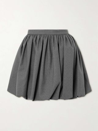 Pleated Wool Mini Skirt