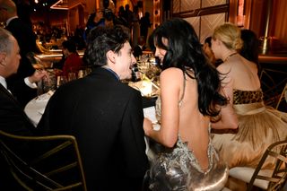 Timothée Chalamet, Kylie Jenner during the 82nd Annual Golden Globes held at The Beverly Hilton on January 05, 2025 in Beverly Hills, California.