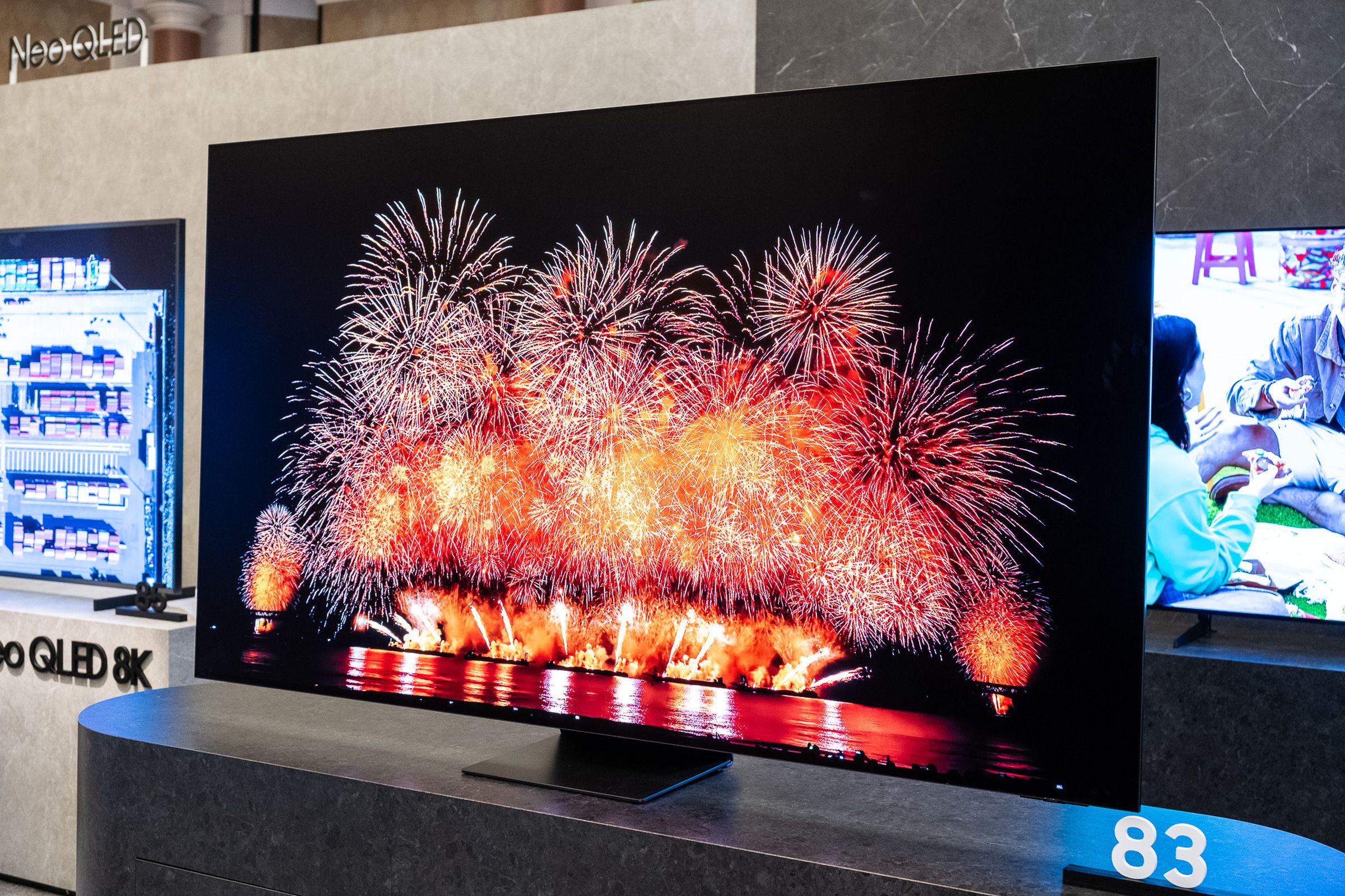 A hands-on photo of Samsung’s S95F OLED TV.