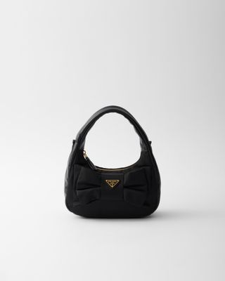 Re-Nylon and Nappa Leather Mini-Bag With Bow