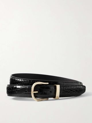 Louise Croc-Effect Leather Belt