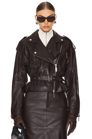 Camila Coelho Ambrosia Leather Moto Jacket