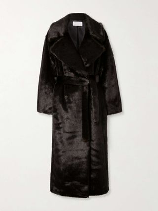 THE FRANKIE SHOP Joni Oversized Belted Double-Breasted Faux Fur Coat