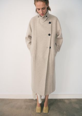 MANGO Double-Breasted Wool Coat